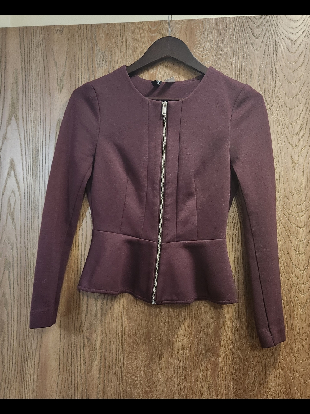 Divided Plum Peplum Zip Jacket